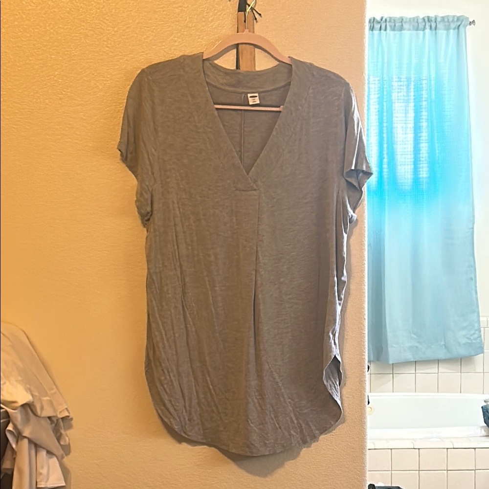 Old Navy Gray Relaxed Ribbed Short Sleeve Tee